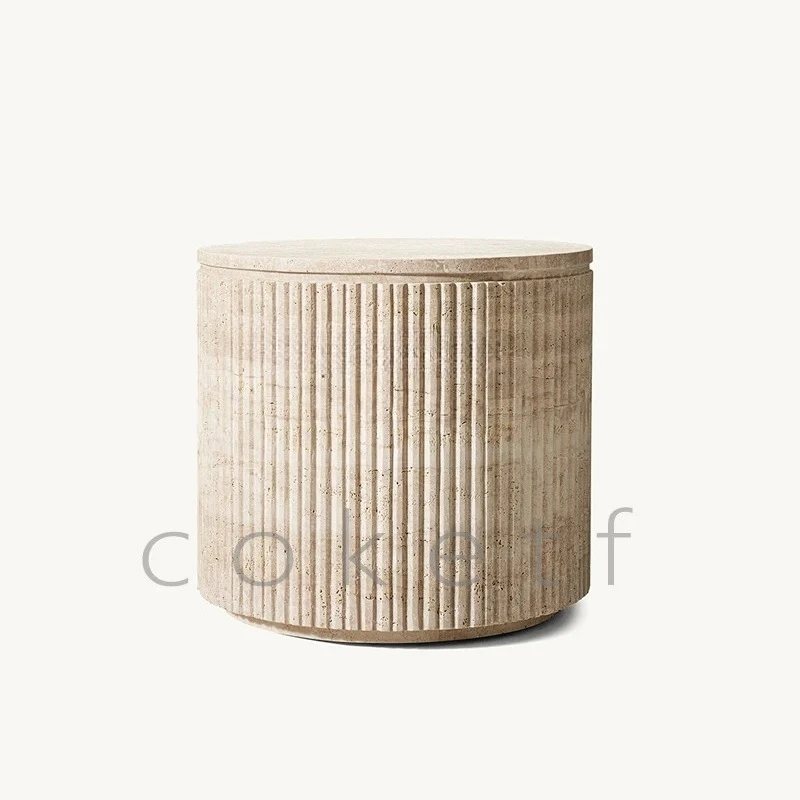 Simple natural Roman travertine marble sofa edge several designer high-end side tables
Simple natural Roman travertine marble sofa edge several designer high-end side tables