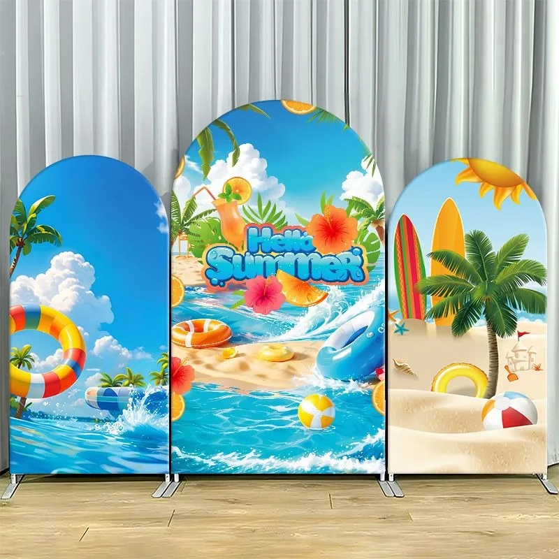 Single Side Arch Backdrop Cover Summer Beach Party Backdrop Set Featuring Tropical Palm Trees Sunflower Waves and Colorful
Single Side Arch Backdrop Cover Summer Beach Party Backdrop Set Featuring Tropical Palm Trees Sunflower Waves and Colorful