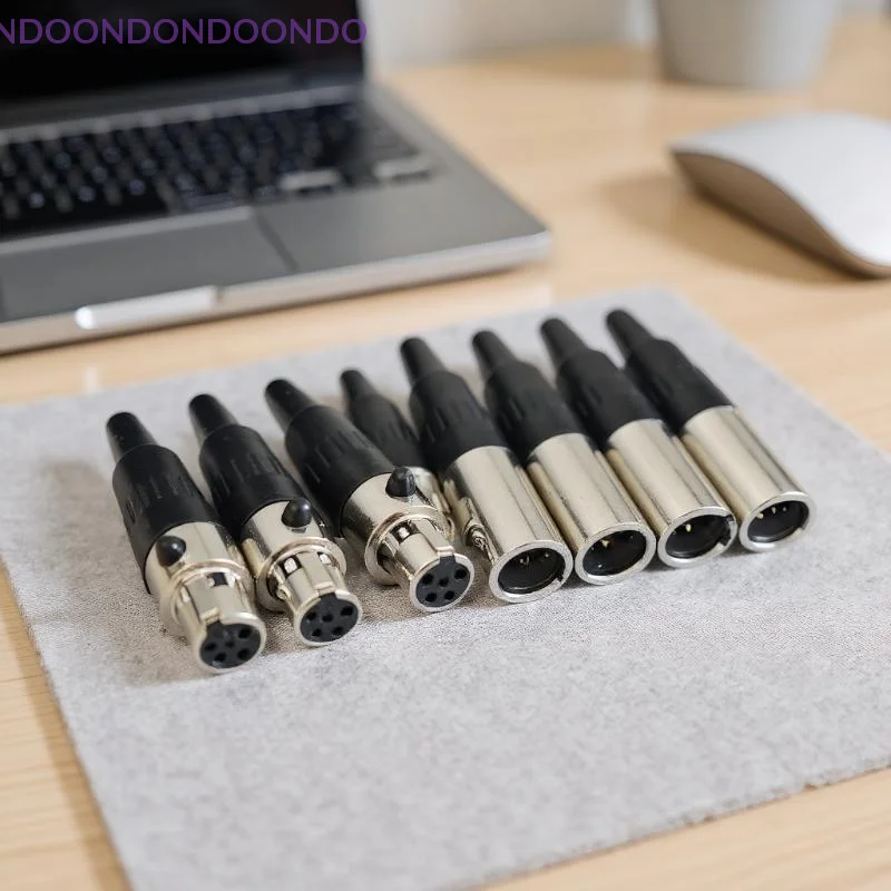 Single XLR Audio Connector: Small, Straight Mini XLR 3/4/5/6 Pin Plug for Microphone Cables
Single XLR Audio Connector: Small, Straight Mini XLR 3/4/5/6 Pin Plug for Microphone Cables