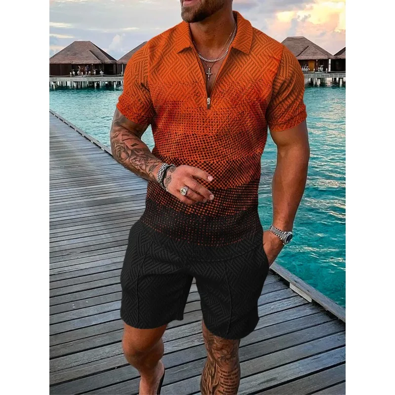 Summer Men's 3D Printed Zippered Short Sleeved POLO Shirt, Oversized Casual Set, Lapel Men's Shorts
Summer Men's 3D Printed Zippered Short Sleeved POLO Shirt, Oversized Casual Set, Lapel Men's Shorts