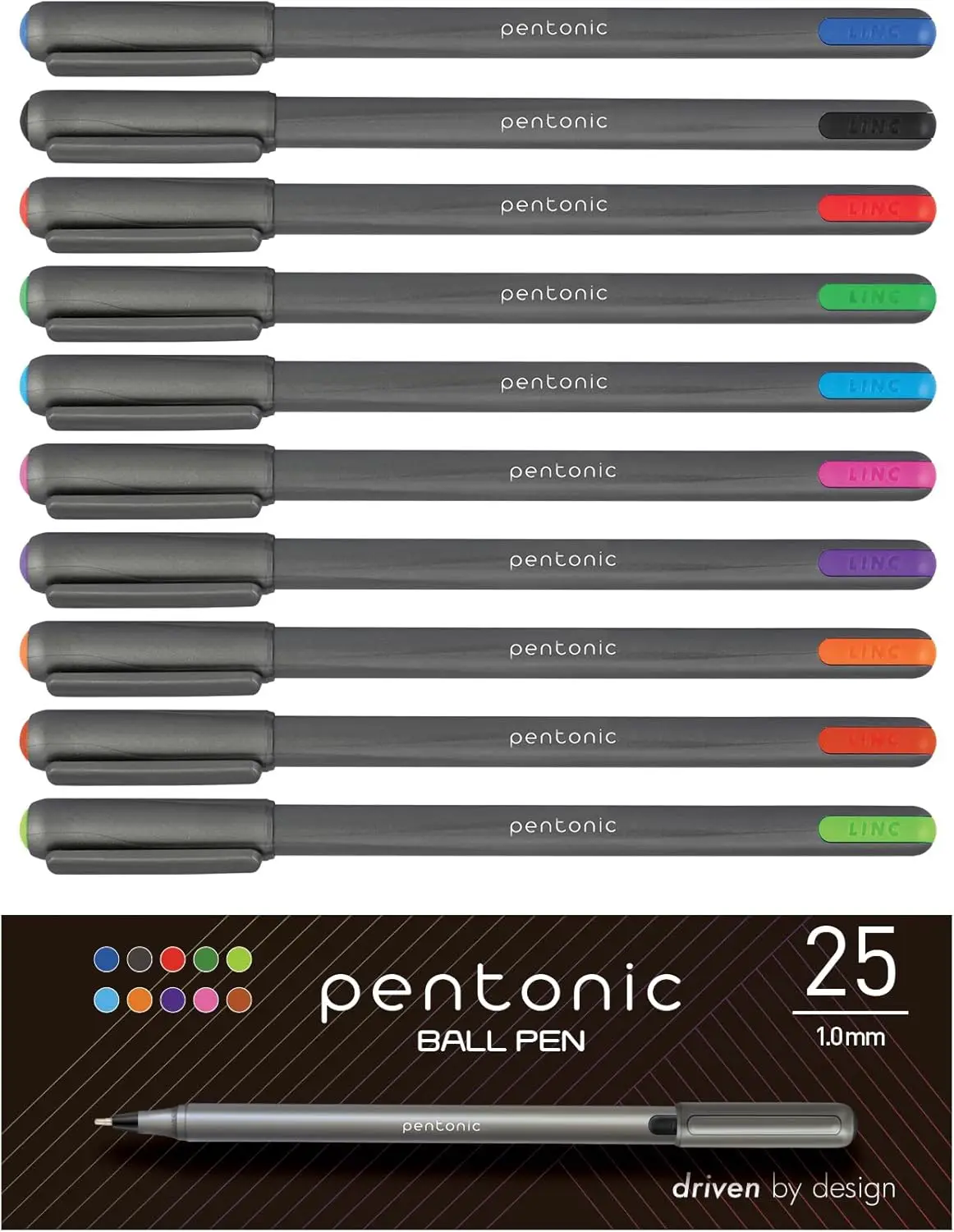 25 Pack Ballpoint Pens, 1.0 mm Medium Point, 10 Assorted Ink Colors, Smooth Writing for Journaling & Note Taking
25 Pack Ballpoint Pens, 1.0 mm Medium Point, 10 Assorted Ink Colors, Smooth Writing for Journaling & Note Taking