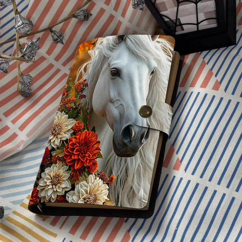 Dreamy White Horse And Fall Floral Art Print PU Leather Notebook Button Closure Travel Journal Diary Planner Notepad For Office
Dreamy White Horse And Fall Floral Art Print PU Leather Notebook Button Closure Travel Journal Diary Planner Notepad For Office
