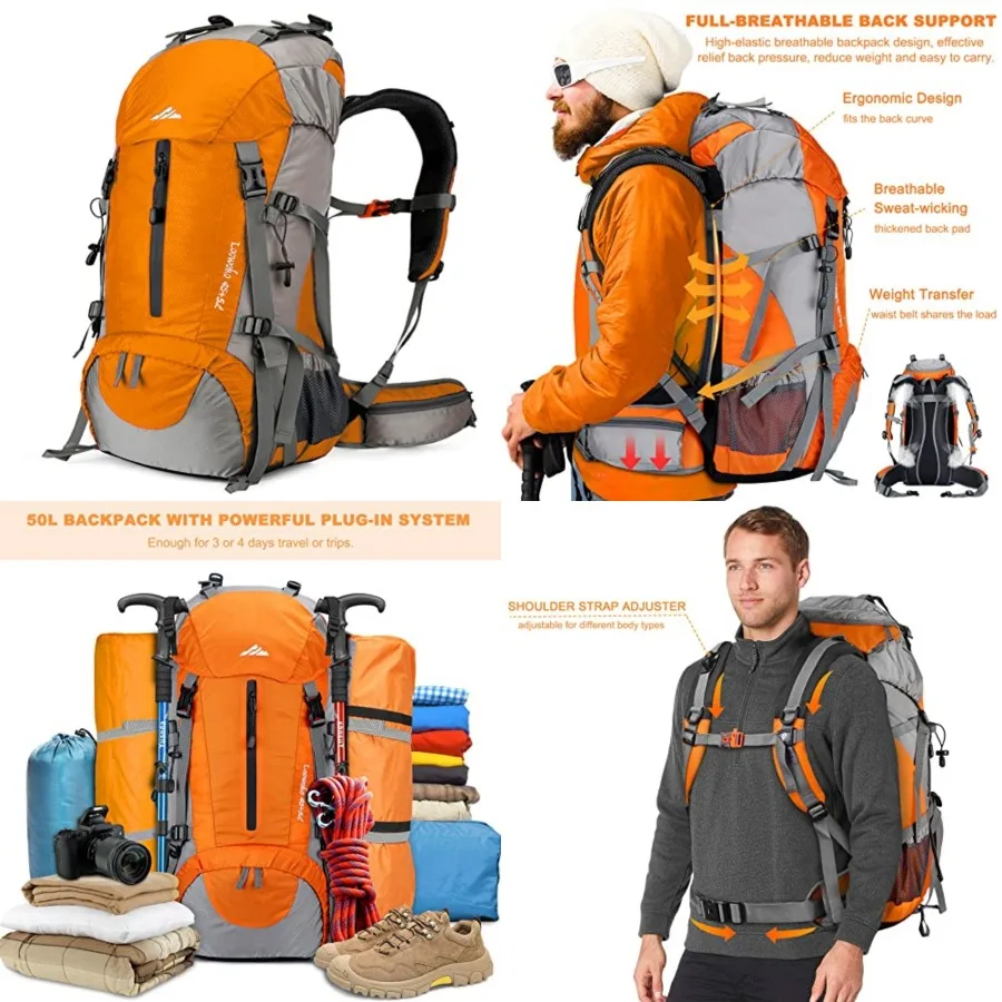 Loowoko 50L Hiking Backpack, Waterproof Camping Essentials Bag with Rain Cover, 45+5 L Lightweight Backpacking Back Pack
Loowoko 50L Hiking Backpack, Waterproof Camping Essentials Bag with Rain Cover, 45+5 L Lightweight Backpacking Back Pack