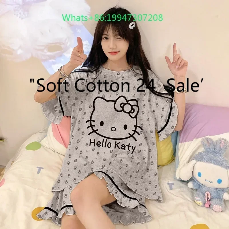 Summer new gray round neck pure cotton cartoon Hello Kitty pajamas short sleeves shorts sweet cute loungewear two-piece set
Summer new gray round neck pure cotton cartoon Hello Kitty pajamas short sleeves shorts sweet cute loungewear two-piece set