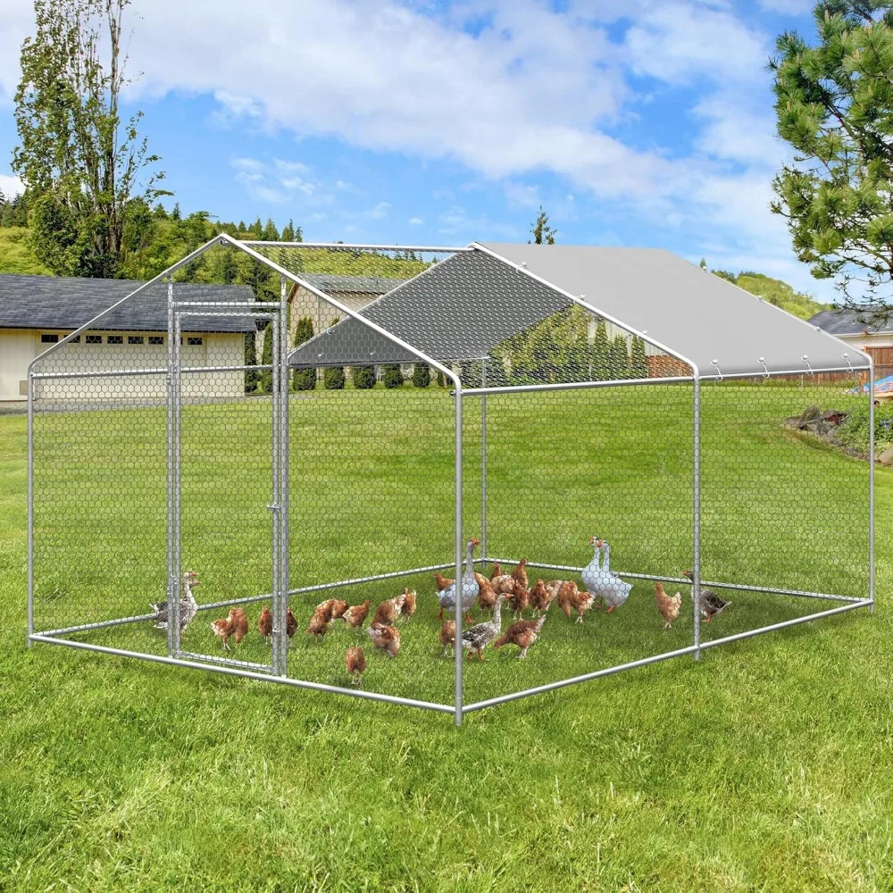 Large Metal Chicken Coop, Walk-in Chicken Run Pen with Waterproof Cover, Spire Roof Poultry Cage for Outdoor, Backyard, Farm(9.7
Large Metal Chicken Coop, Walk-in Chicken Run Pen with Waterproof Cover, Spire Roof Poultry Cage for Outdoor, Backyard, Farm(9.7