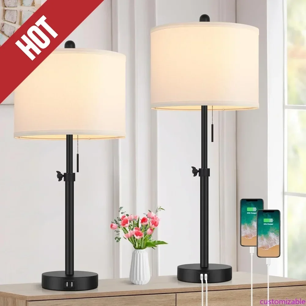 Customizable-Table Lamp For Bedroom Set Of 2, 23" To 30" Height Adjustable Bedside Lamp With 2 USB Ports, Black Nightstand Lamp
Customizable-Table Lamp For Bedroom Set Of 2, 23" To 30" Height Adjustable Bedside Lamp With 2 USB Ports, Black Nightstand Lamp