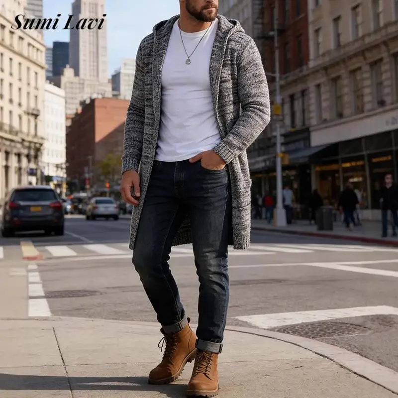 Мужские вязаные кардиганы в стиле стритвир, винтажные, весна 2026, модные, приталенные, длинные куртки-пальто, мужские зимние теплые утолщенные вязаные свитера
Мужские вязаные кардиганы в стиле стритвир, винтажные, весна 2026, модные, приталенные, длинные куртки-пальто, мужские зимние теплые утолщенные вязаные свитера