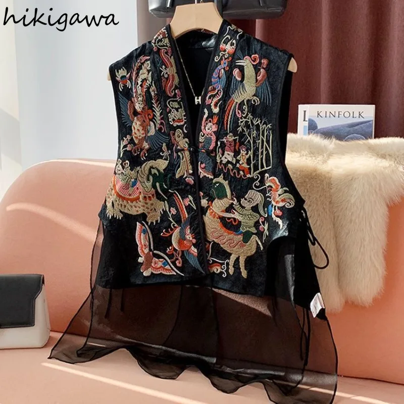 Chinese Style Women Vest Coats Patchwork Gauze Embroidery Waistcoat 2025 Ropa Mujer Vintage Loose Tanks Jackets Oversized Tops
Chinese Style Women Vest Coats Patchwork Gauze Embroidery Waistcoat 2025 Ropa Mujer Vintage Loose Tanks Jackets Oversized Tops