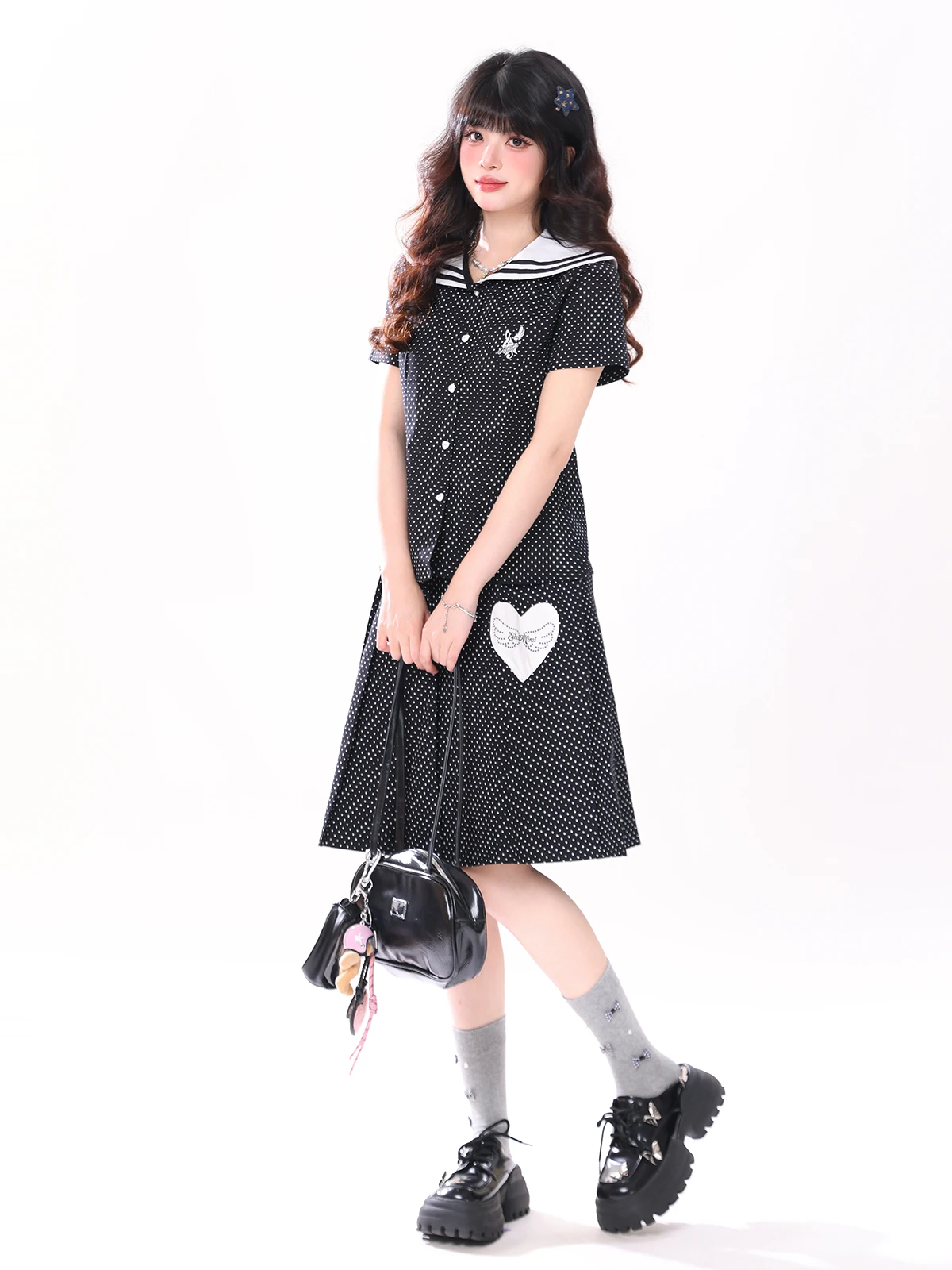 Gray Polka Dot College Style Shirt Skirt Set Women's Summer Navy Collar Blouse Half Skirt Two Piece Set Fashionable Spring Ou...
Gray Polka Dot College Style Shirt Skirt Set Women's Summer Navy Collar Blouse Half Skirt Two Piece Set Fashionable Spring Ou...