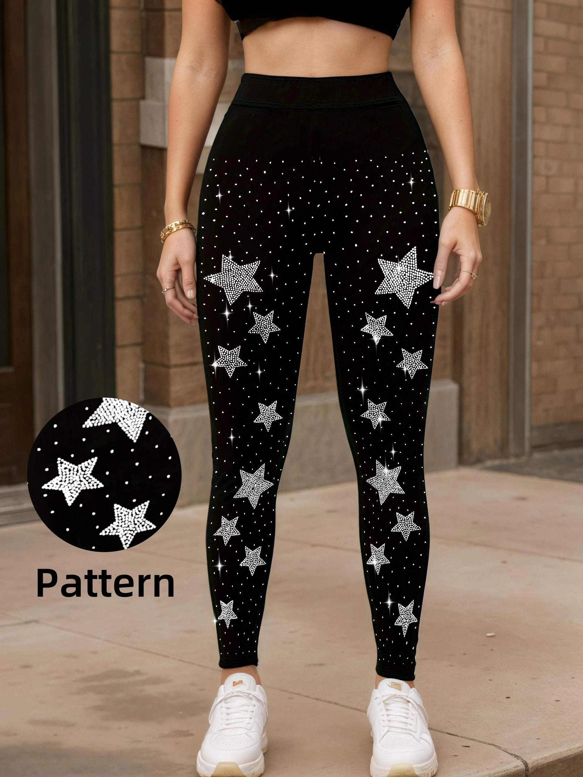 Women's High Waist Rhinestone Star Leggings, Sparkly Rhinestone Compression Pants, Stretchy Tummy Control Yoga Leggings, Fashion
Women's High Waist Rhinestone Star Leggings, Sparkly Rhinestone Compression Pants, Stretchy Tummy Control Yoga Leggings, Fashion