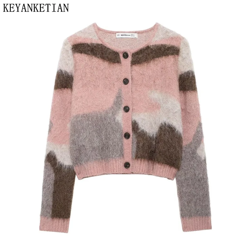 KEYANKETIAN 2024 Autumn/Winter New Women's Tie Dye Knit Cardigan Touch Soft O-Neck Single Breasted Straight Cropped Sweater Top
KEYANKETIAN 2024 Autumn/Winter New Women's Tie Dye Knit Cardigan Touch Soft O-Neck Single Breasted Straight Cropped Sweater Top