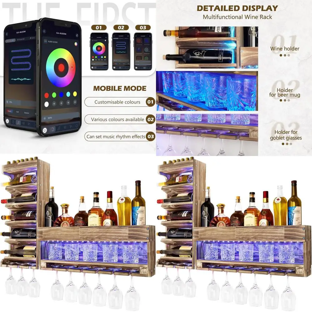 Настенная деревянная винная полка со светодиодной подсветкой, держателем для бокалов и местом для хранения пробок, для декора домашнего бара и кухни в деревенском стиле
Настенная деревянная винная полка со светодиодной подсветкой, держателем для бокалов и местом для хранения пробок, для декора домашнего бара и кухни в деревенском стиле