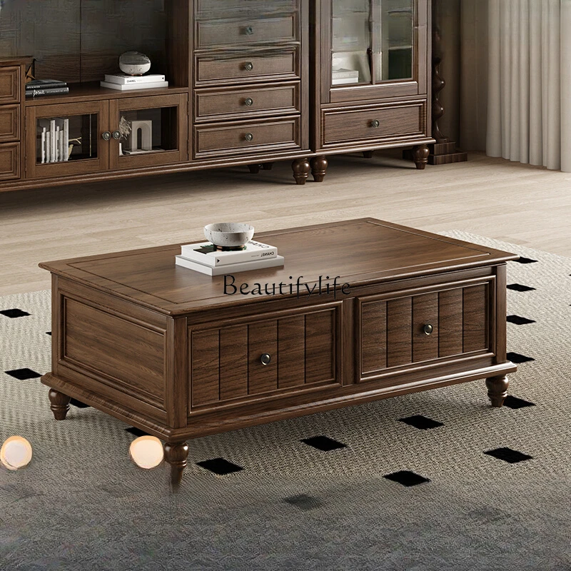 American rural retro all-solid wood coffee table simple storage tea table walnut
American rural retro all-solid wood coffee table simple storage tea table walnut