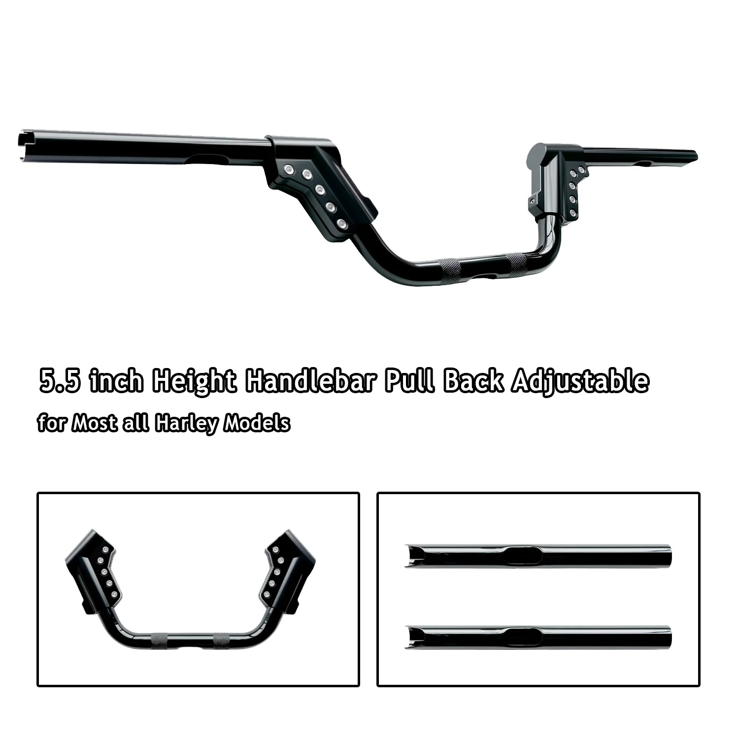 Motorcycle 5.5 inch Height Handlebar Pull Back Adjustable 1 inch Clamp Cable Style&electronic throttle for Most Harley Models
Motorcycle 5.5 inch Height Handlebar Pull Back Adjustable 1 inch Clamp Cable Style&electronic throttle for Most Harley Models