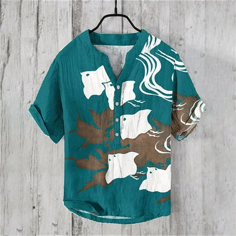 New 100% linen fashionable men's short sleeved casual street beach V-neck short sleeved shirt, new Hawaiian linen shirt
New 100% linen fashionable men's short sleeved casual street beach V-neck short sleeved shirt, new Hawaiian linen shirt