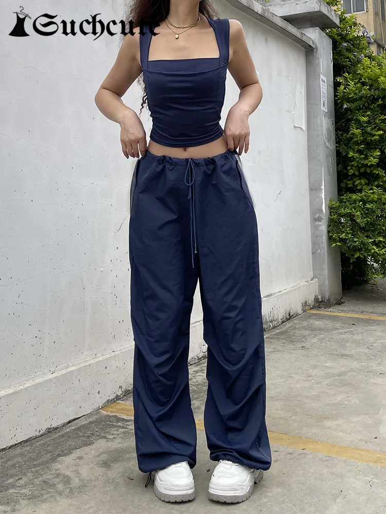 SUCHCUTE Women Casual Low Waist Cargo Baggy Trousers Streetwear Vintage Solid Wide Leg Pants Hip Hop Pants Korean Clothes 2024
SUCHCUTE Women Casual Low Waist Cargo Baggy Trousers Streetwear Vintage Solid Wide Leg Pants Hip Hop Pants Korean Clothes 2024