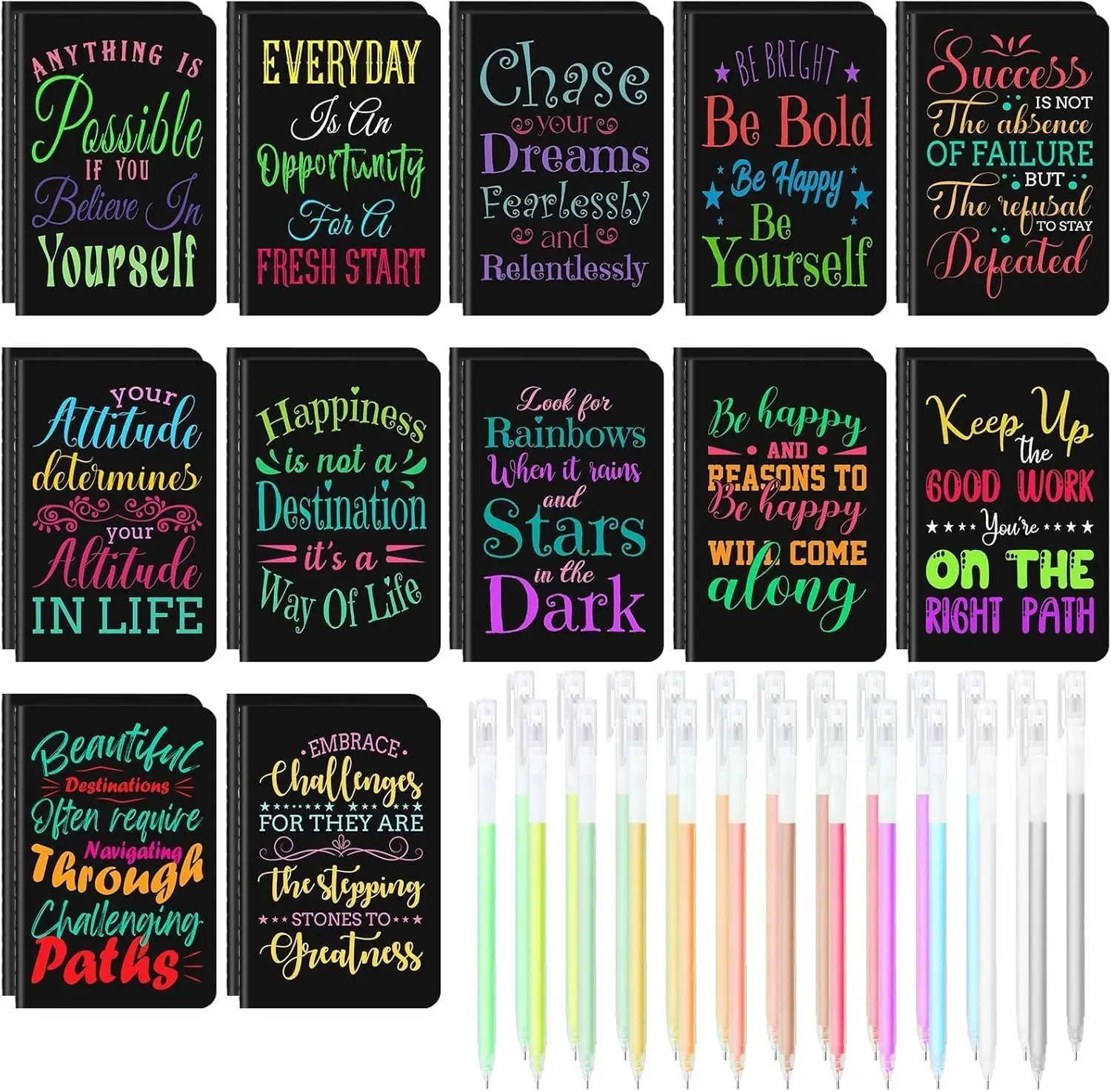 24 Inspirational Mini Notebooks with 24 Color Pens, Pocket Journal Set for Gifts, Office & School Supplies, 3.5x5.5 Inches
24 Inspirational Mini Notebooks with 24 Color Pens, Pocket Journal Set for Gifts, Office & School Supplies, 3.5x5.5 Inches