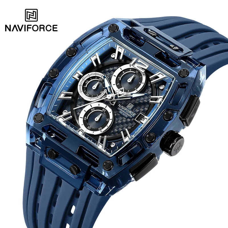 NAVIFORCE New 5ATM Waterproof Original Men Watches Sport Quartz Multifunction Silicone Band Fashion Square Case WristWatch 2025
NAVIFORCE New 5ATM Waterproof Original Men Watches Sport Quartz Multifunction Silicone Band Fashion Square Case WristWatch 2025