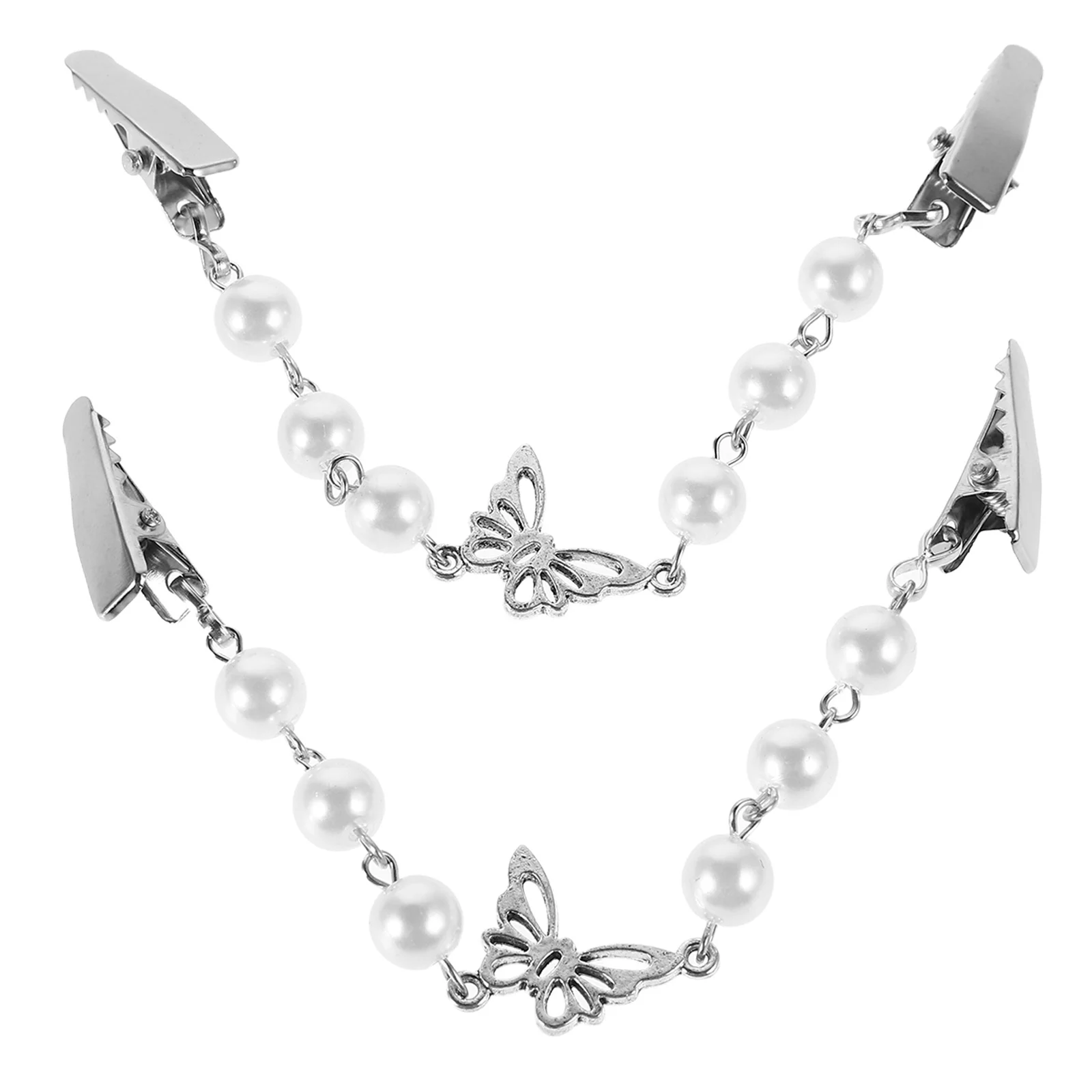 2Pcs Imitation Pearl Sweater Chain Butterfly Clip Decorative Cardigan Shawl Scarf Closure Elegant Vintage Jewelry
2Pcs Imitation Pearl Sweater Chain Butterfly Clip Decorative Cardigan Shawl Scarf Closure Elegant Vintage Jewelry