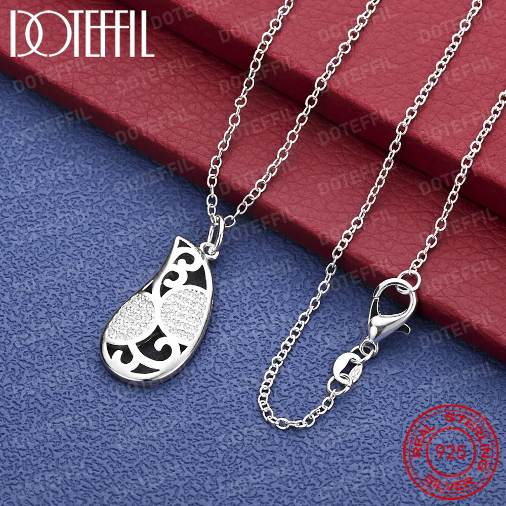 925 Sterling Silver Elegant Water Drop Hollow Pendant Necklace for Women Fashion Wedding Party Accessories Jewelry
925 Sterling Silver Elegant Water Drop Hollow Pendant Necklace for Women Fashion Wedding Party Accessories Jewelry