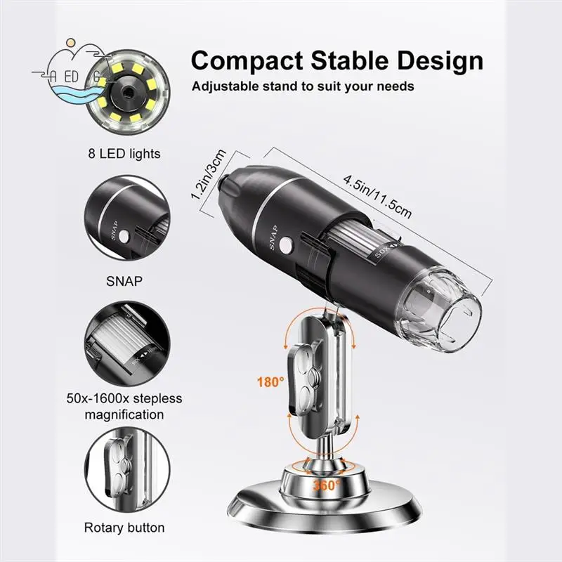 AED6-1Set USB 1440P HD инспекционная камера 50X-1600X увеличение карманные микроскопы портативные
AED6-1Set USB 1440P HD инспекционная камера 50X-1600X увеличение карманные микроскопы портативные