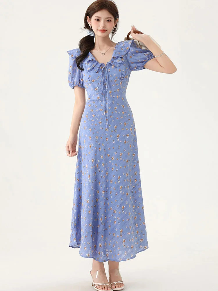 Korean Fashion Design Women Elegant Flowers Chiffon Long Dress Female Sweet Ruffles V-Neck Slim Waist Party Dress Vestidos
Korean Fashion Design Women Elegant Flowers Chiffon Long Dress Female Sweet Ruffles V-Neck Slim Waist Party Dress Vestidos