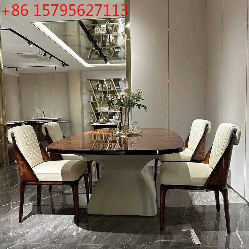 Dining table and chair combination size apartment living room villa dining room rectangular solid wood dining table
Dining table and chair combination size apartment living room villa dining room rectangular solid wood dining table