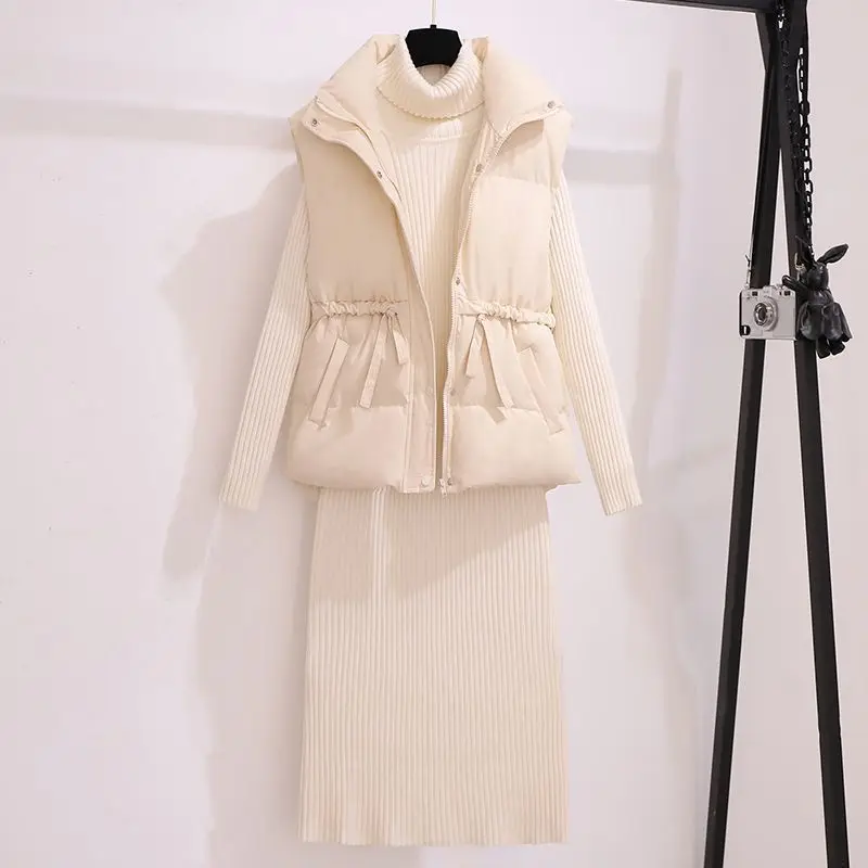 Korean Style Cotton Dress Standing Neck Vest Slim Fit Knitted Skirt Two Piece Set for Autumn Winter New Versatile Women
Korean Style Cotton Dress Standing Neck Vest Slim Fit Knitted Skirt Two Piece Set for Autumn Winter New Versatile Women