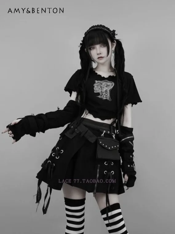 Japanese Style Mine Series Mass-produced Subculture Skirt Women Sweet Cool Girl Gothic Irregular Hot Girl Pleated Denim Skirts
Japanese Style Mine Series Mass-produced Subculture Skirt Women Sweet Cool Girl Gothic Irregular Hot Girl Pleated Denim Skirts