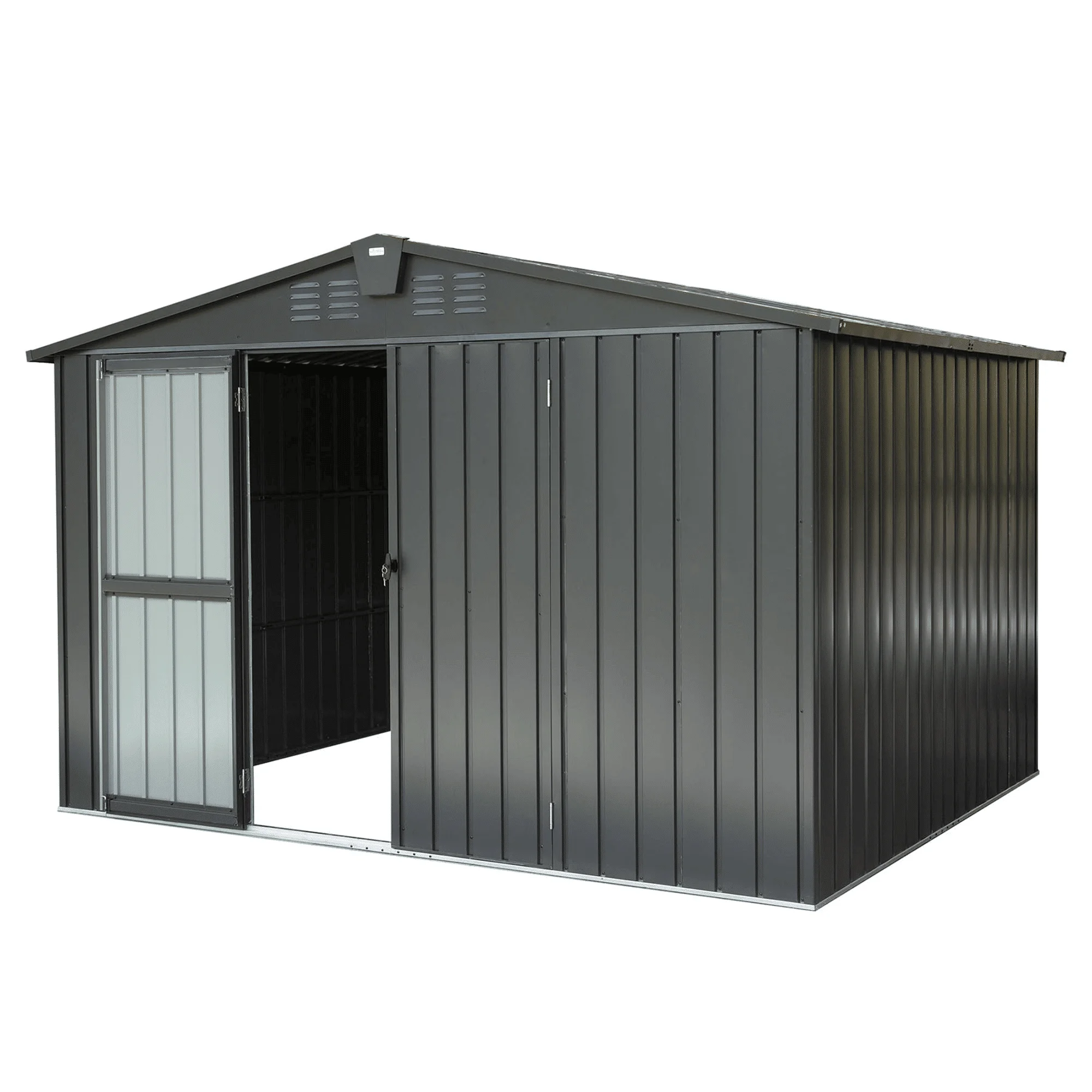 Outdoor Storage Shed 10'x 8', Metal Garden Shed for Bike, Trash Can, Tools, Galvanized Steel Outdoor Storage Cabinet, (10x8ft)
Outdoor Storage Shed 10'x 8', Metal Garden Shed for Bike, Trash Can, Tools, Galvanized Steel Outdoor Storage Cabinet, (10x8ft)
