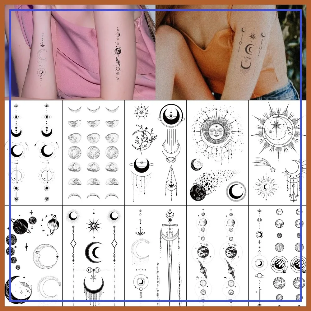 Realistic Moon Sun Stars Space Planet Chain Temporary Tattoos Vertical Spine Stickers for Women
Realistic Moon Sun Stars Space Planet Chain Temporary Tattoos Vertical Spine Stickers for Women