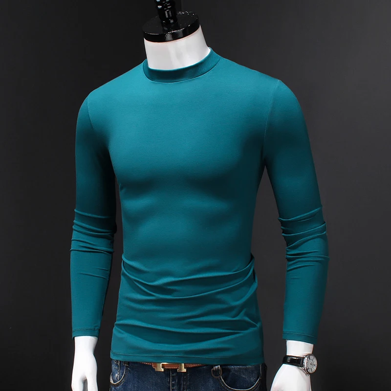Men's Long Sleeve T-shirts Little Turtleneck Mercerized Cotton Solid T Shirt Mens Slim Fit Tshirt Spring Autumn Clothes
Men's Long Sleeve T-shirts Little Turtleneck Mercerized Cotton Solid T Shirt Mens Slim Fit Tshirt Spring Autumn Clothes