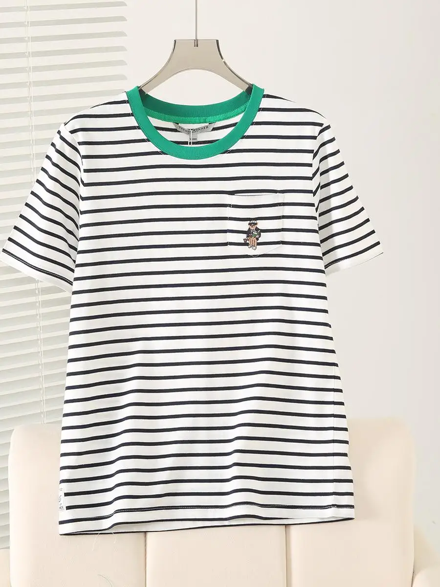 Spring 2025 Casual Loose Color Blo round Ne Striped ort Sve Women's T-irt Commuter Sle Comfortable Breathable
Spring 2025 Casual Loose Color Blo round Ne Striped ort Sve Women's T-irt Commuter Sle Comfortable Breathable