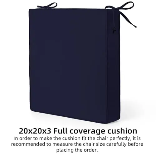Deep Blue Full-Coverage Waterproof Patio Chair Cushion 2-Pack 20x20x3 Inches With Tie Straps And Carry Handle
Deep Blue Full-Coverage Waterproof Patio Chair Cushion 2-Pack 20x20x3 Inches With Tie Straps And Carry Handle