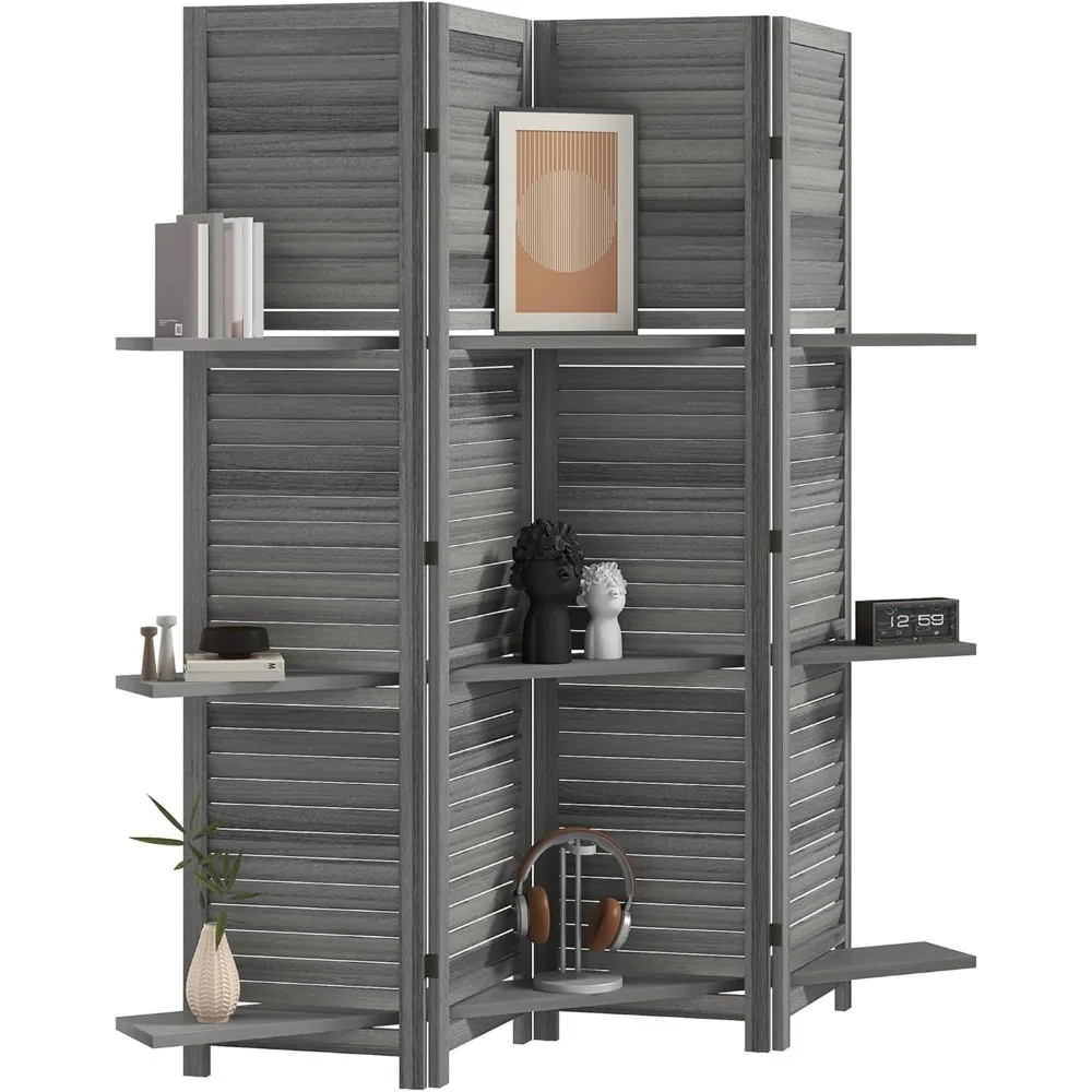 4 Panel 67" Tall Wood Privacy Screen with 3 Display Shelves, Gray, Screens & Room Dividers
4 Panel 67" Tall Wood Privacy Screen with 3 Display Shelves, Gray, Screens & Room Dividers