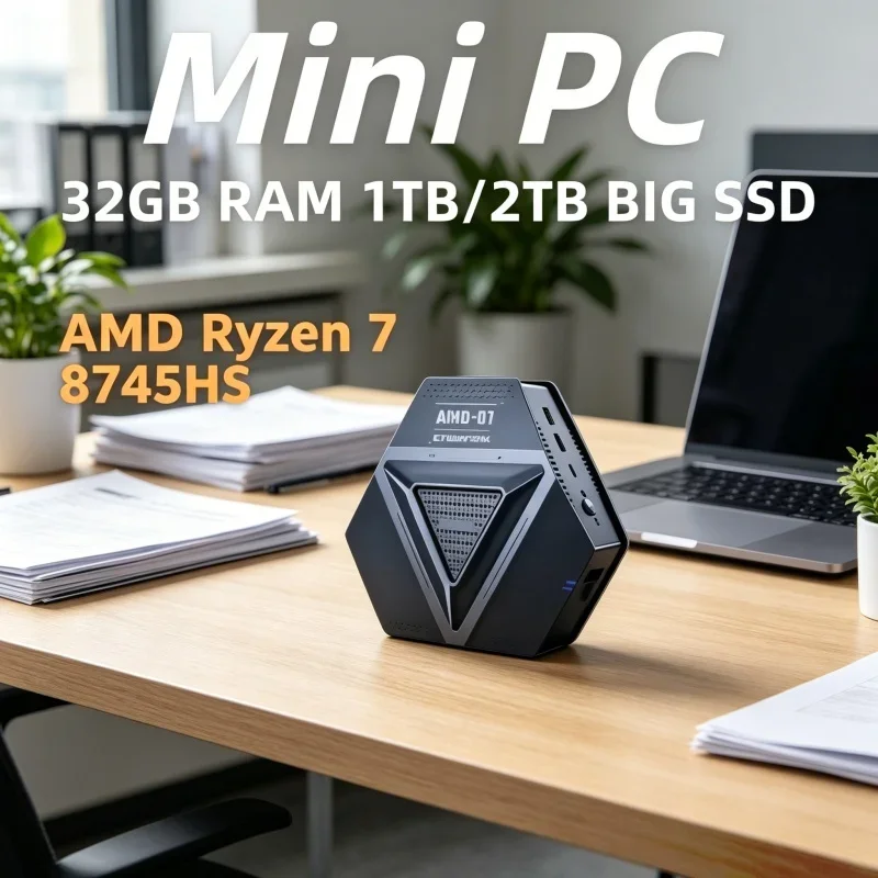 Portable Mini PC AMD Ryzen7 8745HS, WiFi6 Type-C HD DP Dual DDR5 Four USB Ports Gigabit Small Desktop for Office & Casual Use
Portable Mini PC AMD Ryzen7 8745HS, WiFi6 Type-C HD DP Dual DDR5 Four USB Ports Gigabit Small Desktop for Office & Casual Use