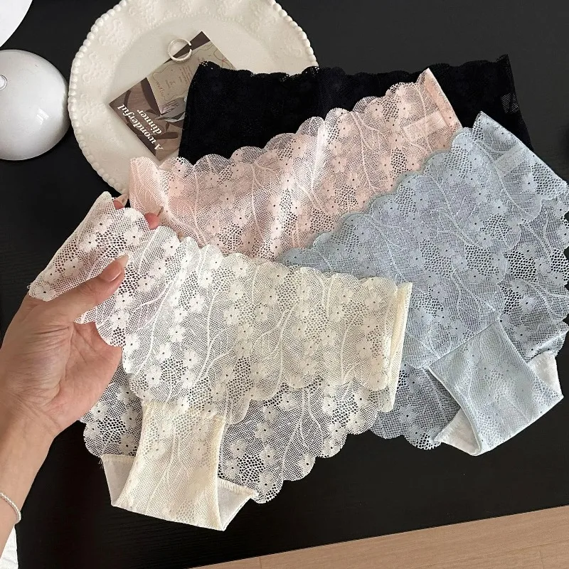 Lace Wave Briefs Women Sexy Low Waist Panties Skin-friendly Breathable Seamless Underwear Romantic French Lady Underpanties
Lace Wave Briefs Women Sexy Low Waist Panties Skin-friendly Breathable Seamless Underwear Romantic French Lady Underpanties