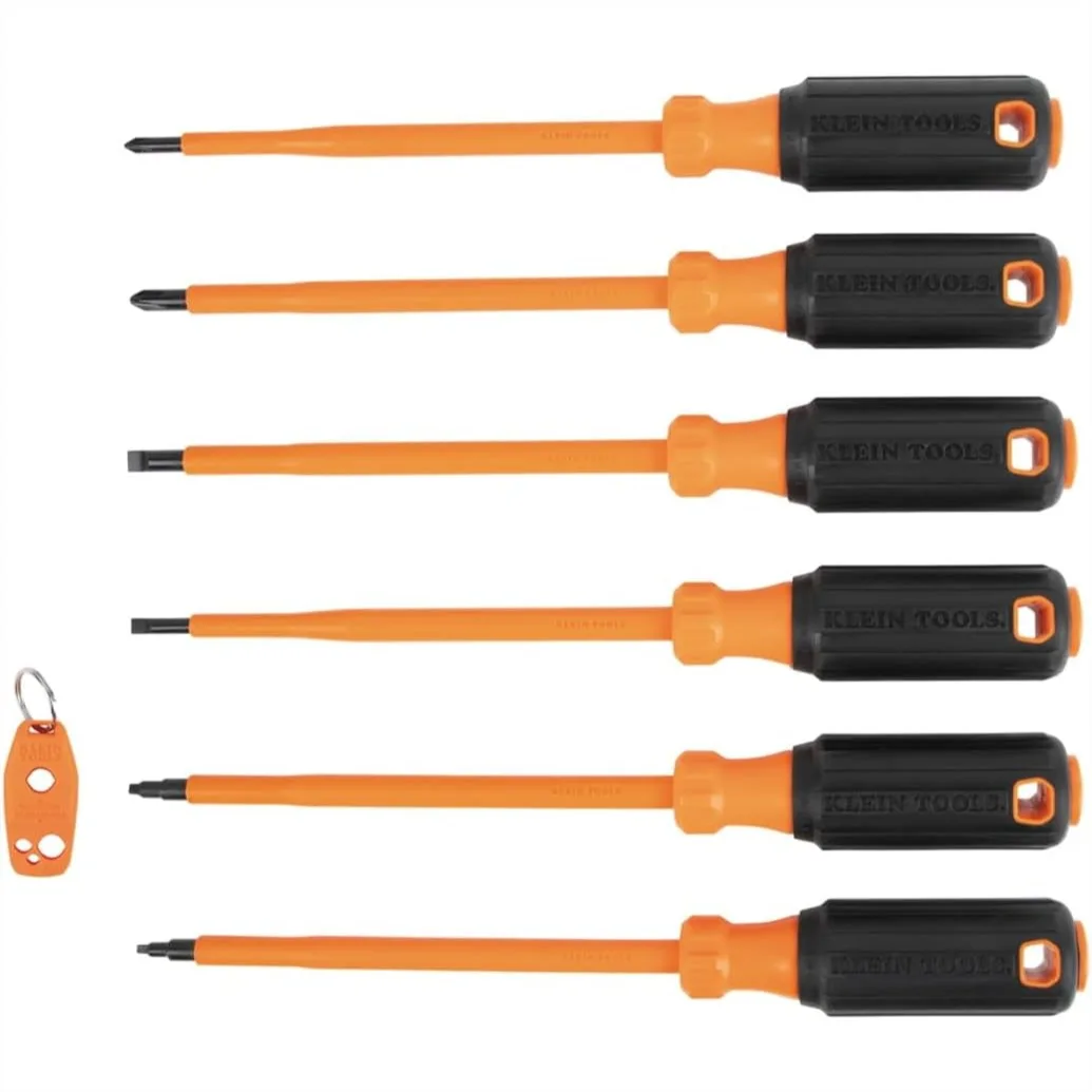 Insulated Screwdriver Set 7-Piece, 1000V Electrical Screwdrivers, Phillips Slotted Square Tips, Magnetizer Included
Insulated Screwdriver Set 7-Piece, 1000V Electrical Screwdrivers, Phillips Slotted Square Tips, Magnetizer Included