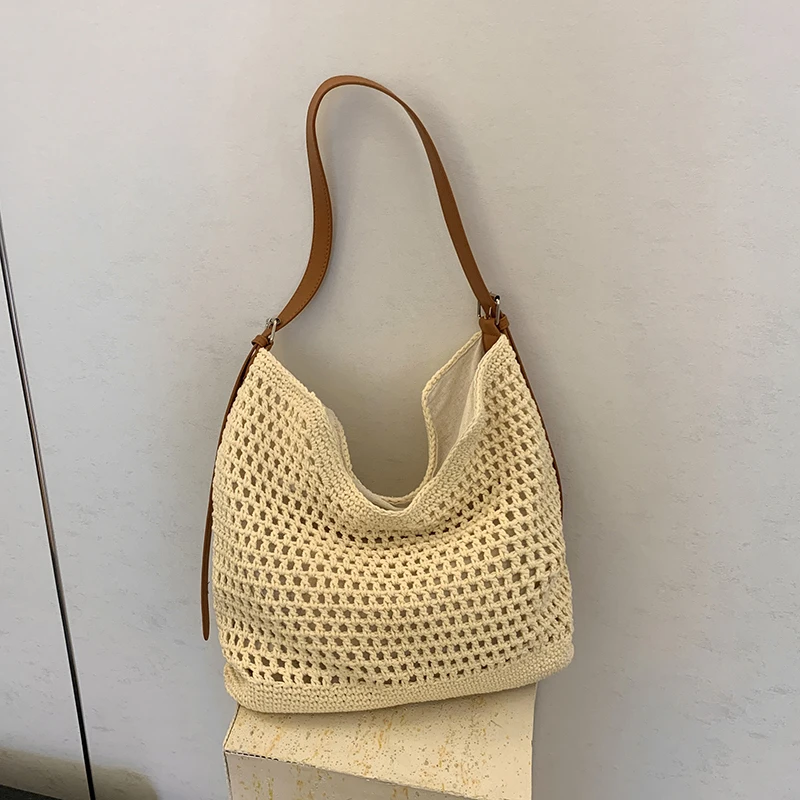 Hollow Out Fabric Shoulder Bag Solid Color Fashion 2025 Hot Sale Bags for Women Commuting Large Capacity Beach Tote Bags
Hollow Out Fabric Shoulder Bag Solid Color Fashion 2025 Hot Sale Bags for Women Commuting Large Capacity Beach Tote Bags