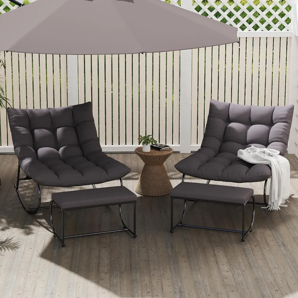 2 Piece Outdoor Rocking Chairs with Ottoman, Patio Oversized Rocking Egg Chair with Cushion, Papasan Chair Set of 2 for Outside,
2 Piece Outdoor Rocking Chairs with Ottoman, Patio Oversized Rocking Egg Chair with Cushion, Papasan Chair Set of 2 for Outside,