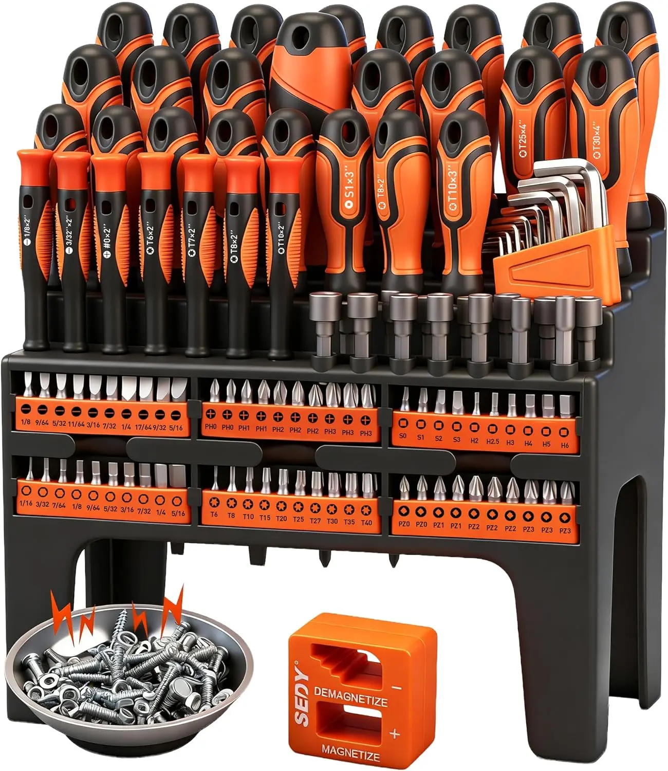 124-Piece Magnetic Screwdriver Set with Rack, Precision Tools, Allen Keys, Sockets & More - DIY Kit for Home Repair
124-Piece Magnetic Screwdriver Set with Rack, Precision Tools, Allen Keys, Sockets & More - DIY Kit for Home Repair