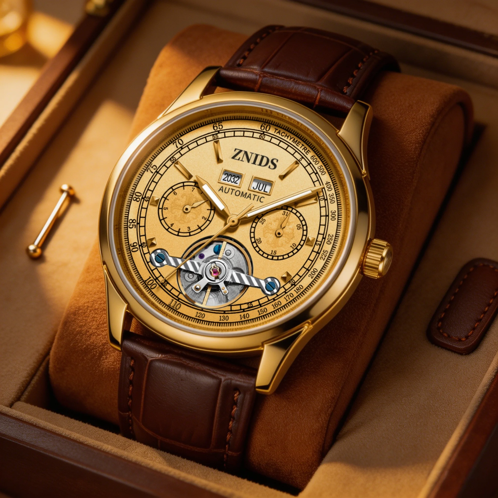 High-End Business Men's Watch with Tourbillon Automatic Mechanical Movement, Skeleton Design, Date and Month Display, Multifunctional, Round Dial, Analog Watch, Leather Strap, Waterproof Design, High-Precision Movement Suitable for Men, This Elegant Watch
High-End Business Men's Watch with Tourbillon Automatic Mechanical Movement, Skeleton Design, Date and Month Display, Multifunctional, Round Dial, Analog Watch, Leather Strap, Waterproof Design, High-Precision Movement Suitable for Men, This Elegant Watch