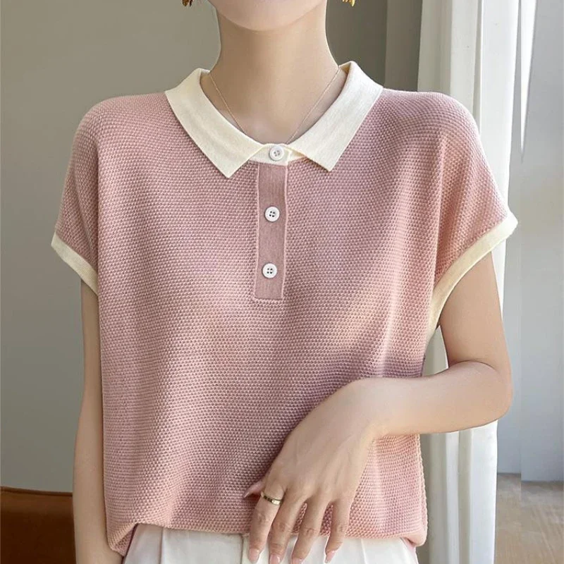 Polo Neck T Shirt for Women Baggy Woman Tshirt Summer Outfit Women's Short Sleeve T-shirt Y2k Fashion on Offer with Collar Youth
Polo Neck T Shirt for Women Baggy Woman Tshirt Summer Outfit Women's Short Sleeve T-shirt Y2k Fashion on Offer with Collar Youth
