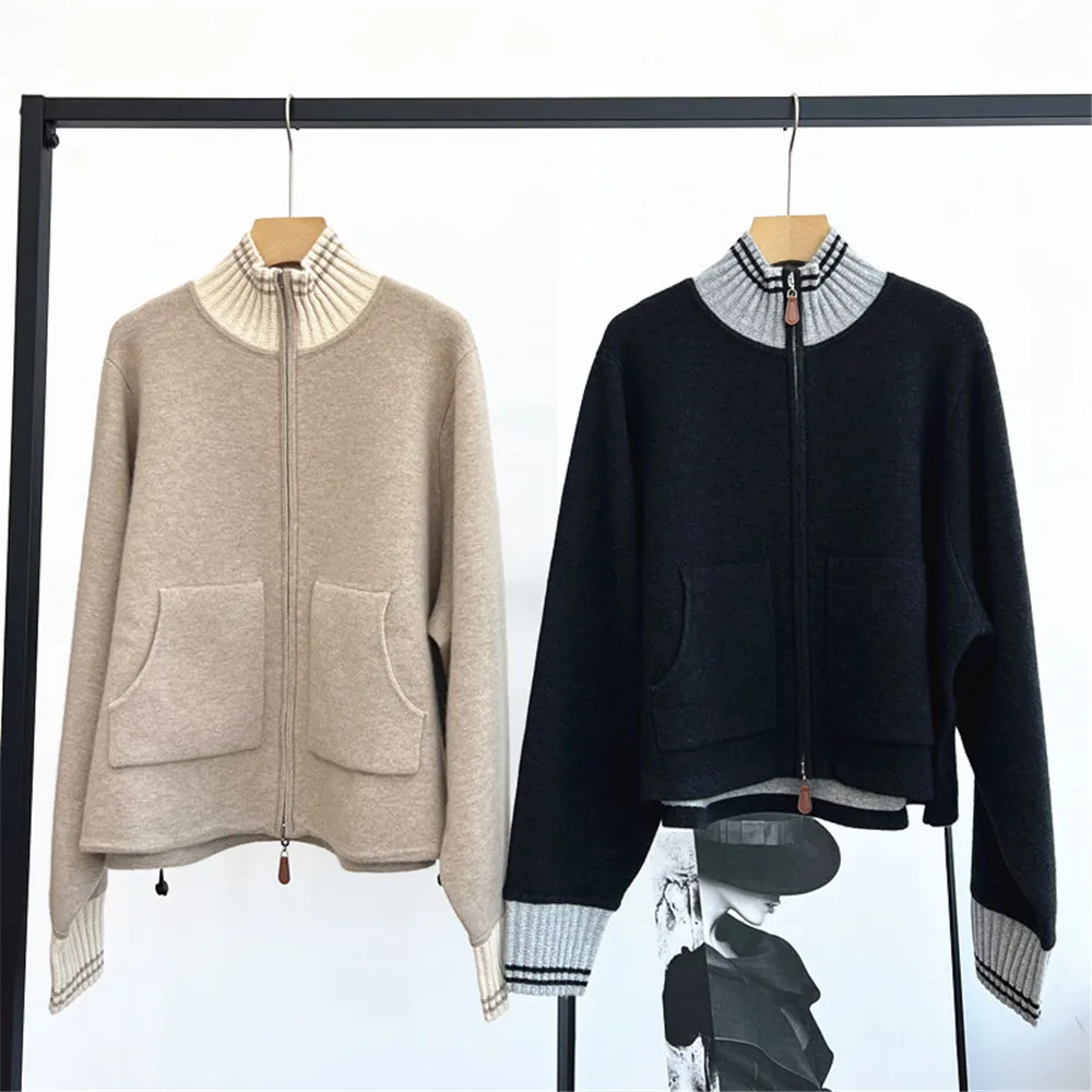 Женский кардиган осень/зима 25, воротник-стойка, длинные рукава, молния, контрастная кашемировая вязаная толстая куртка
Женский кардиган осень/зима 25, воротник-стойка, длинные рукава, молния, контрастная кашемировая вязаная толстая куртка