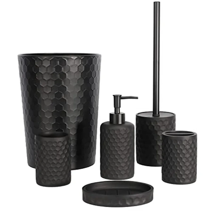 Bathroom Accessory Set - 6 Pcs Bathroom Accessories Set with Trash Can, Toothbrush Holder, Toothbrush Cup, Soap Dispenser, Soap
Bathroom Accessory Set - 6 Pcs Bathroom Accessories Set with Trash Can, Toothbrush Holder, Toothbrush Cup, Soap Dispenser, Soap