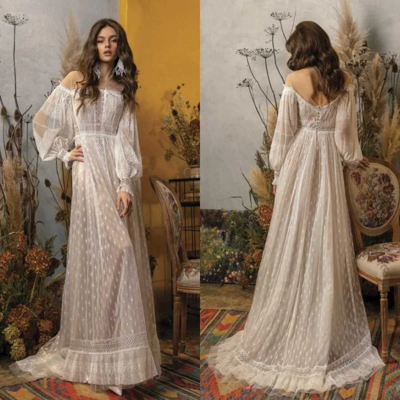 2022 Wedding Dresses Lantern Long Sleeves Full Lace Appliques Bridal Gowns Gorgeous Backless Sweep Train A Line Wedding Dress
2022 Wedding Dresses Lantern Long Sleeves Full Lace Appliques Bridal Gowns Gorgeous Backless Sweep Train A Line Wedding Dress