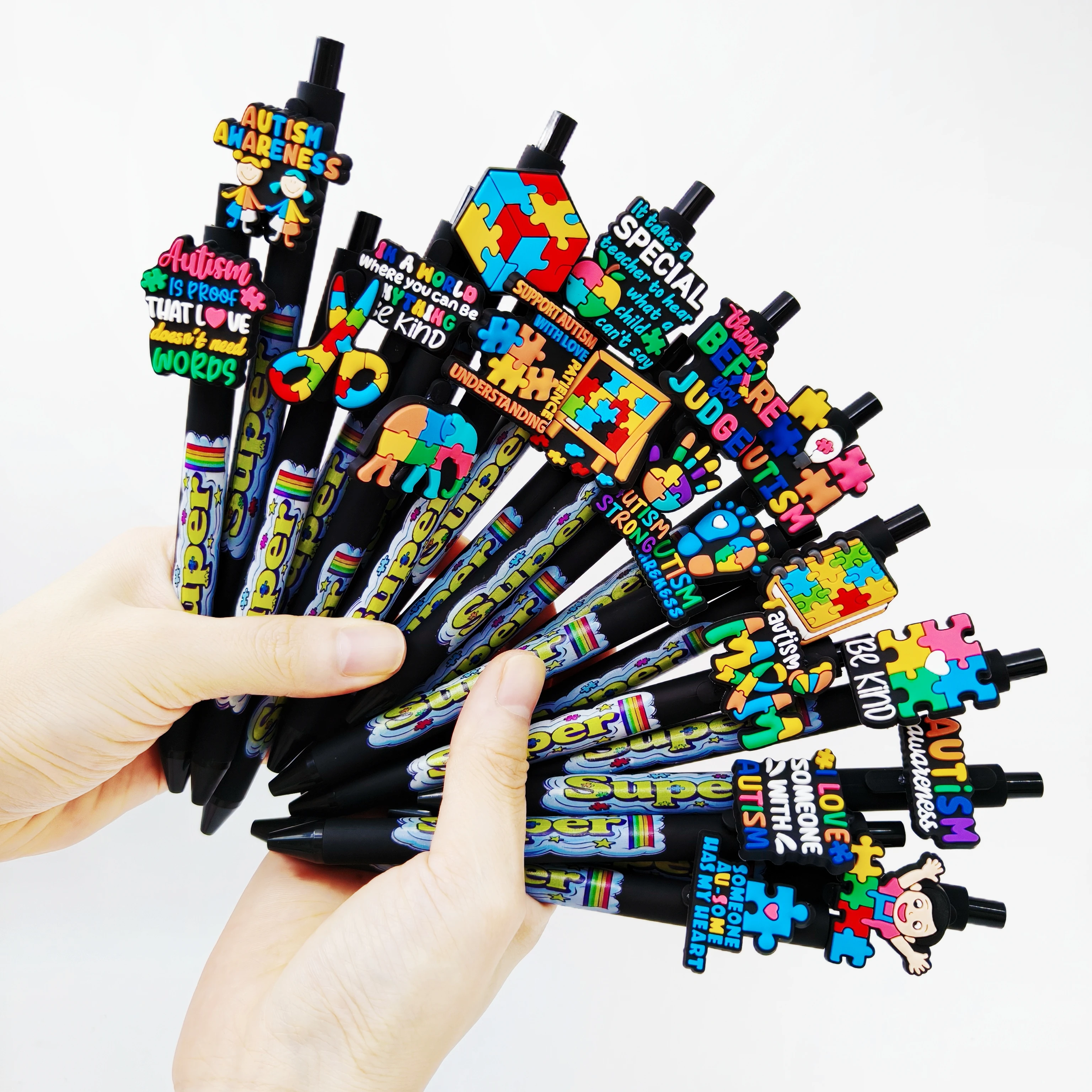 9 шт./14 шт., шариковая ручка с тематикой аутизма, черная серия, гелевая ручка с цветной печатью
9 шт./14 шт., шариковая ручка с тематикой аутизма, черная серия, гелевая ручка с цветной печатью