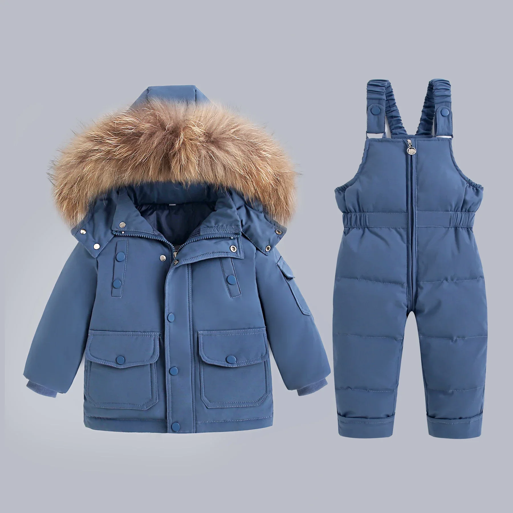 2024 Winter Children Boy 2PCS Clothes Set Waterpoof Hooded Real Fur Down Jacket Girls Overalls 1-5 Year Kids Snowsuit
2024 Winter Children Boy 2PCS Clothes Set Waterpoof Hooded Real Fur Down Jacket Girls Overalls 1-5 Year Kids Snowsuit