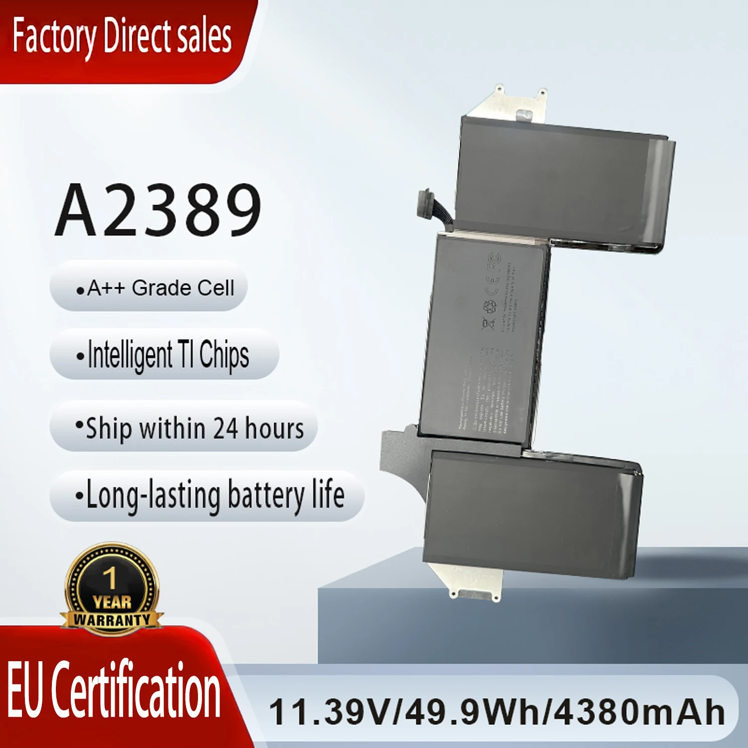 Сменная батарея A2389 4380 мАч для Apple MacBook Air 13 A2337 M1 2020 2021 EMC3302 EMC3598
Сменная батарея A2389 4380 мАч для Apple MacBook Air 13 A2337 M1 2020 2021 EMC3302 EMC3598