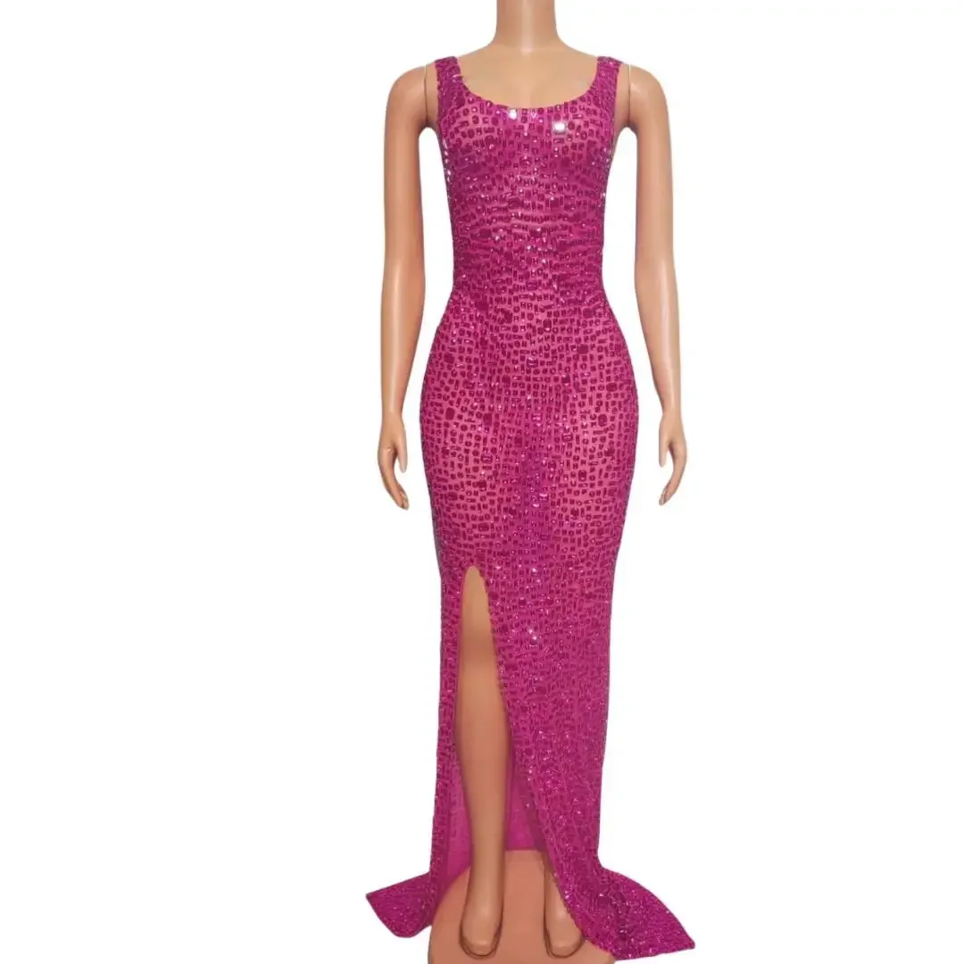High Quality Crystal Dress Women Rhinestone Handmade Women Gown High Slit Dress Sexy Prom Party Long Dress Stage Show Costumes
High Quality Crystal Dress Women Rhinestone Handmade Women Gown High Slit Dress Sexy Prom Party Long Dress Stage Show Costumes